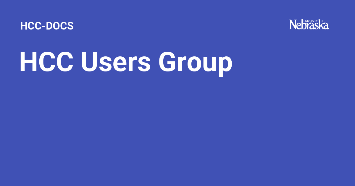 HCC Users Group - HCC-DOCS