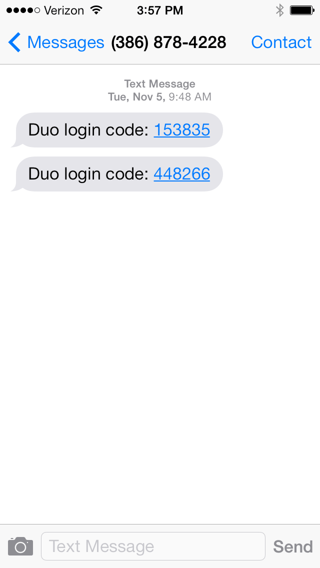 Duo Mobile with text messages for login codes