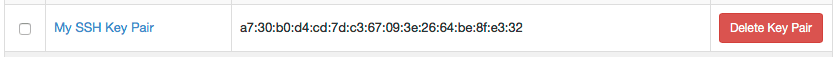view of My SSH Key Pair with a fingerprint value