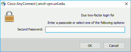 Cisco prompting to enter a password for Duo 2FA