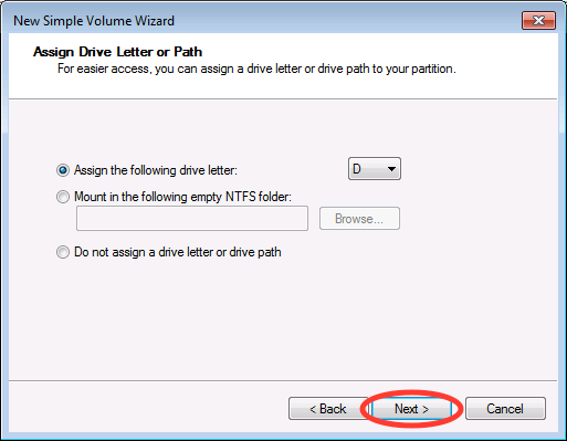 New Simple Volume Wizard with Next circled