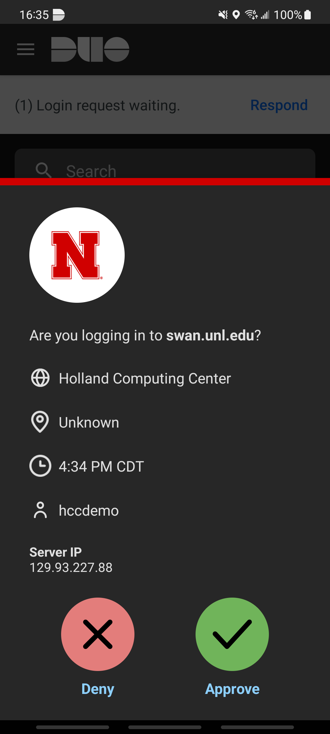 Duo 2FA asking if you're logging into swan