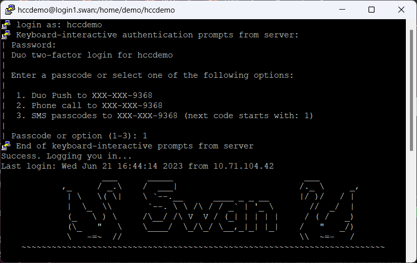 Swan login successful