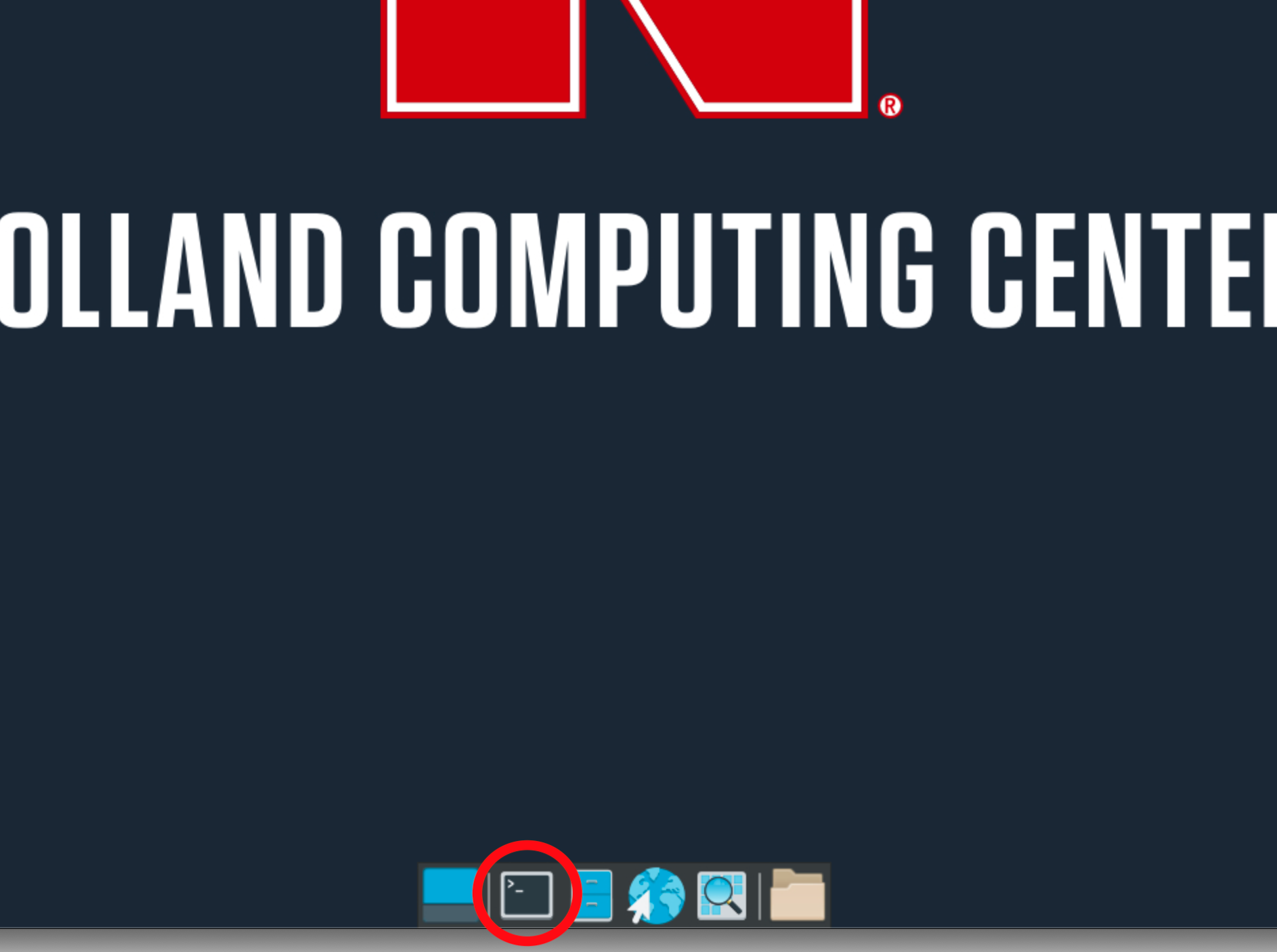 screen showing the terminal button