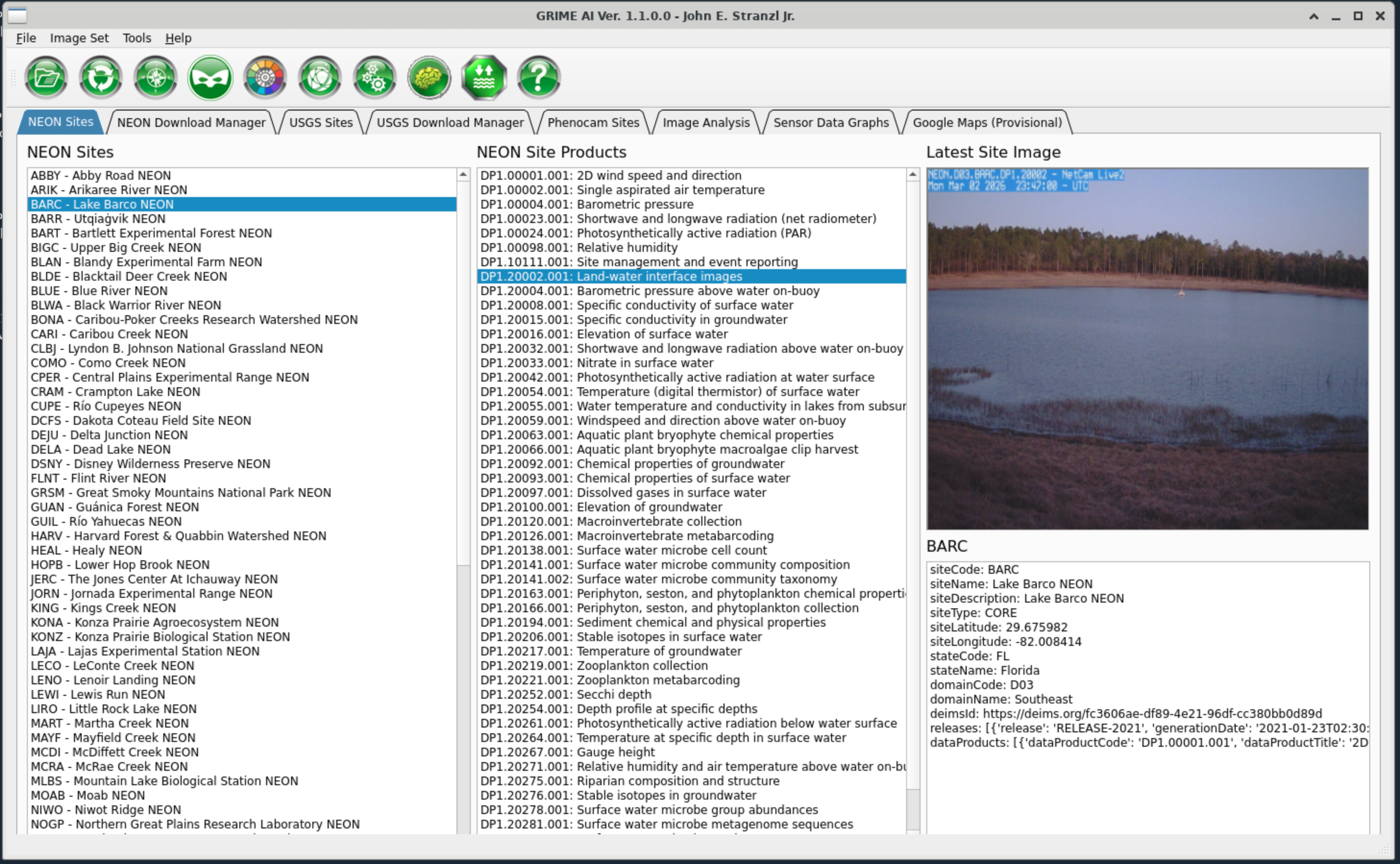 screen showing the GRIME-AI window