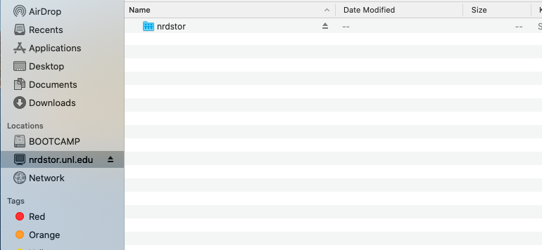 sidebar with nrdstor.unl.edu selected under Locations