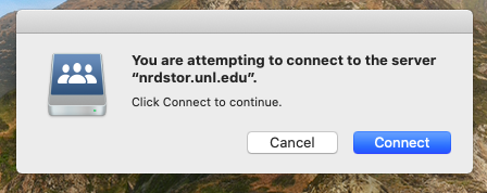 warning that you are connecting to nrdstor.unl.edu