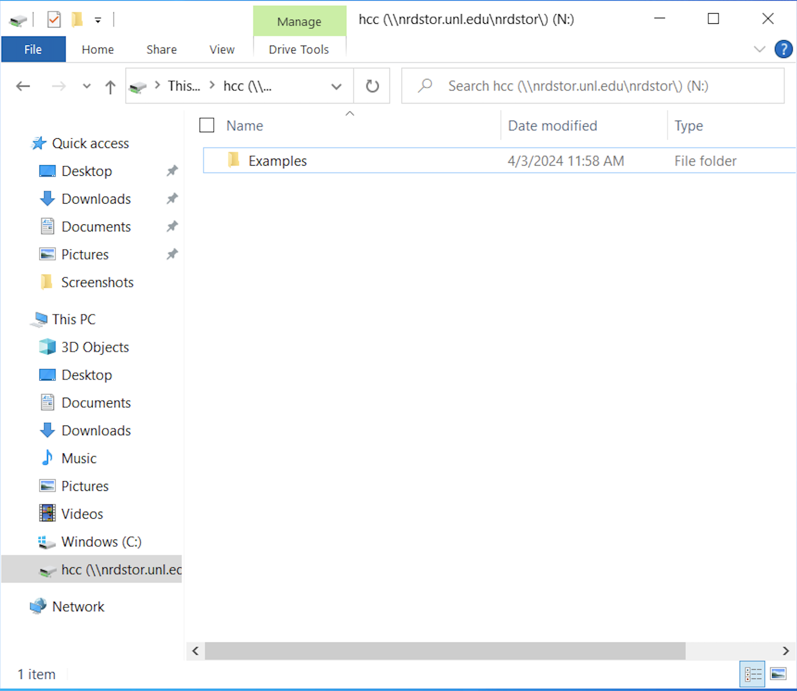 hcc NRDSTOR shown as an option in remote location in File Explorer