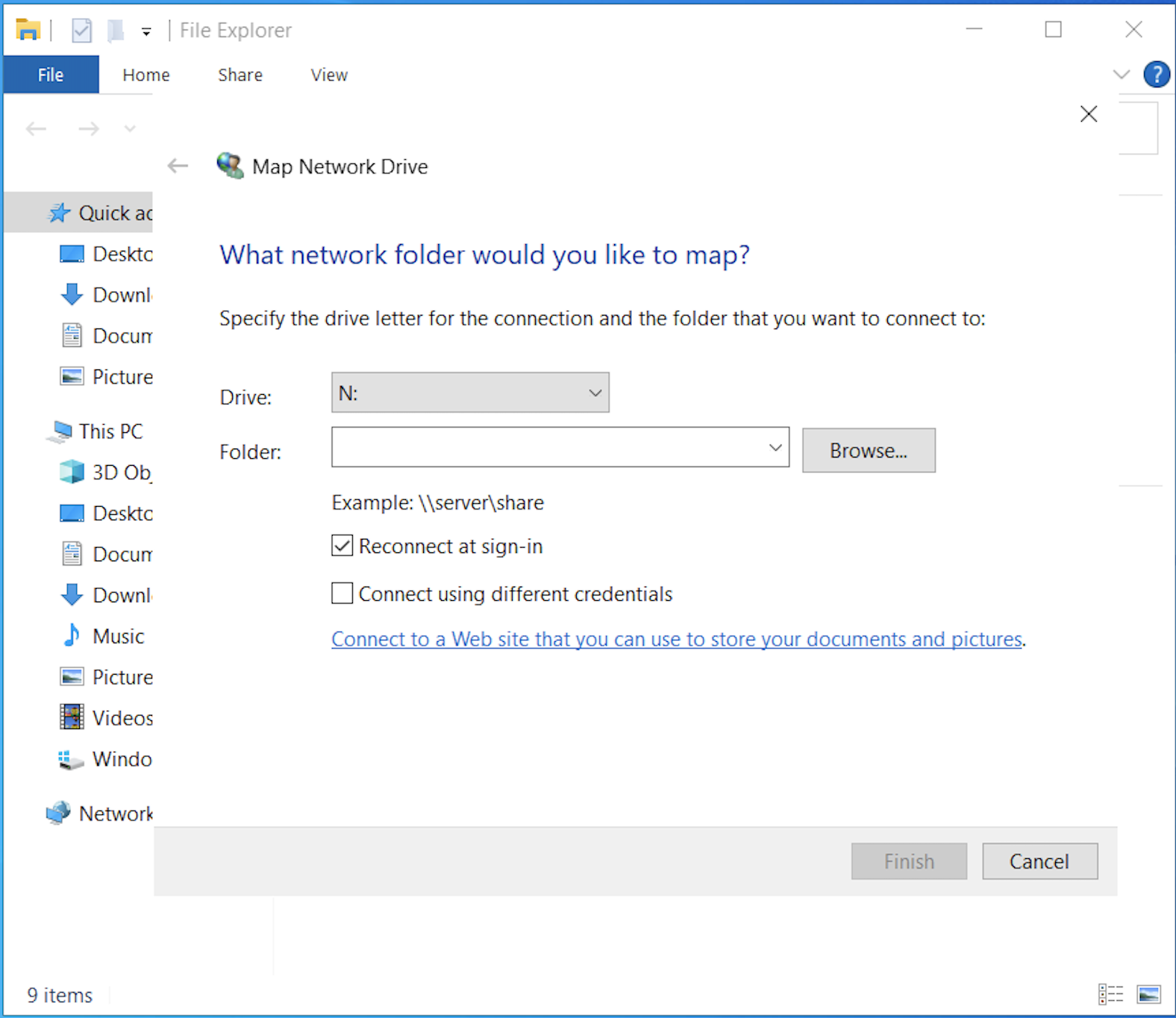 Map Network Drive with N: as Drive
