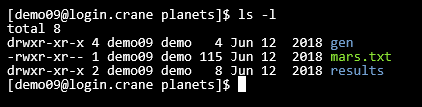 terminal screen listing files and directories with permissions