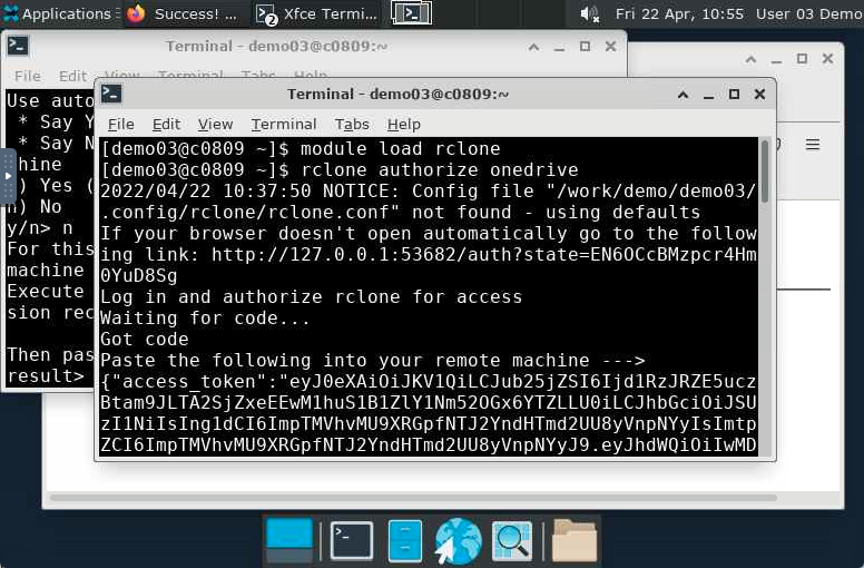 terminal with prompting to past a string into your remote machine