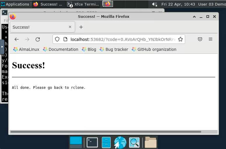 localhost page on desktop that says login was a success