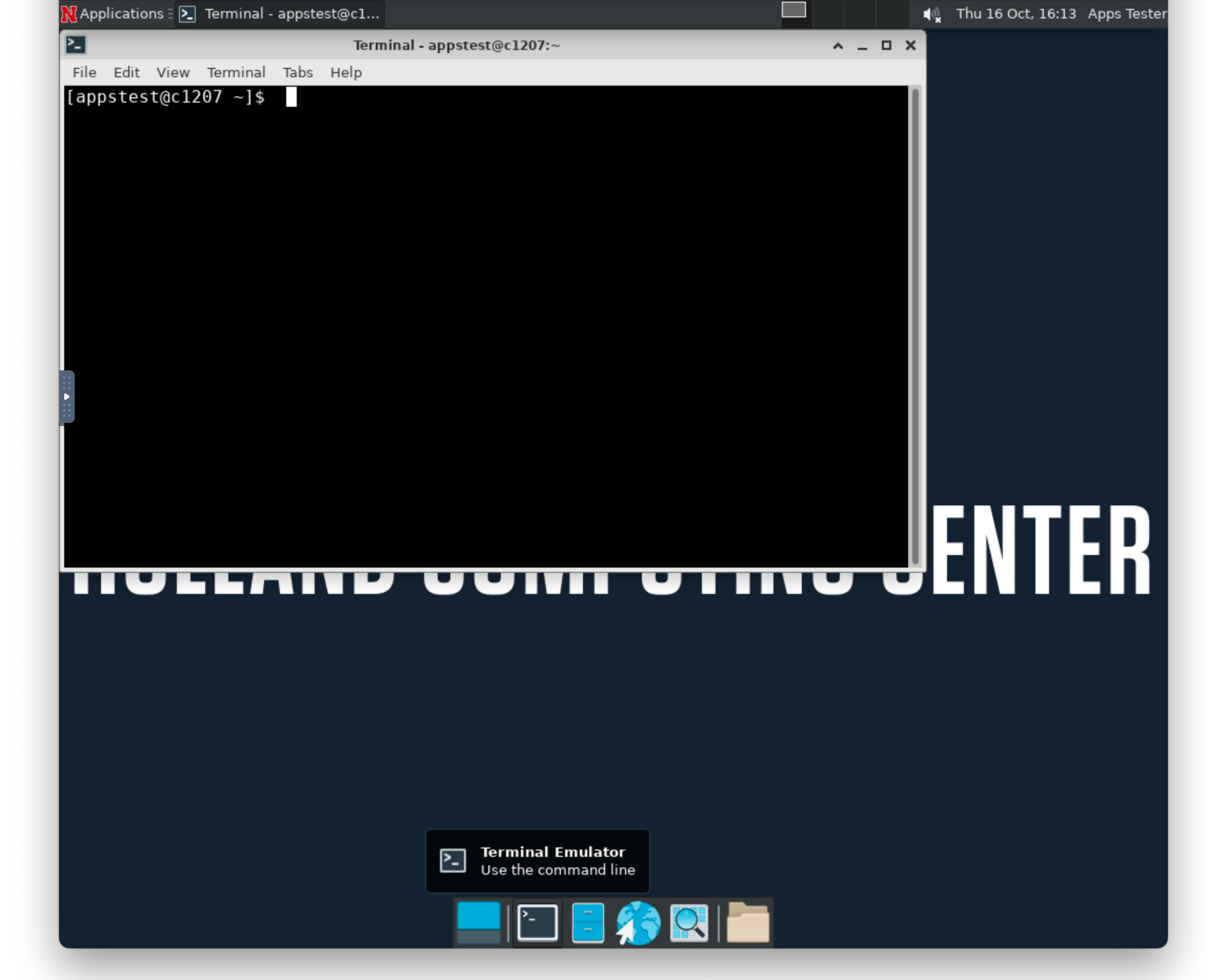Desktop with Terminal Emulator selected