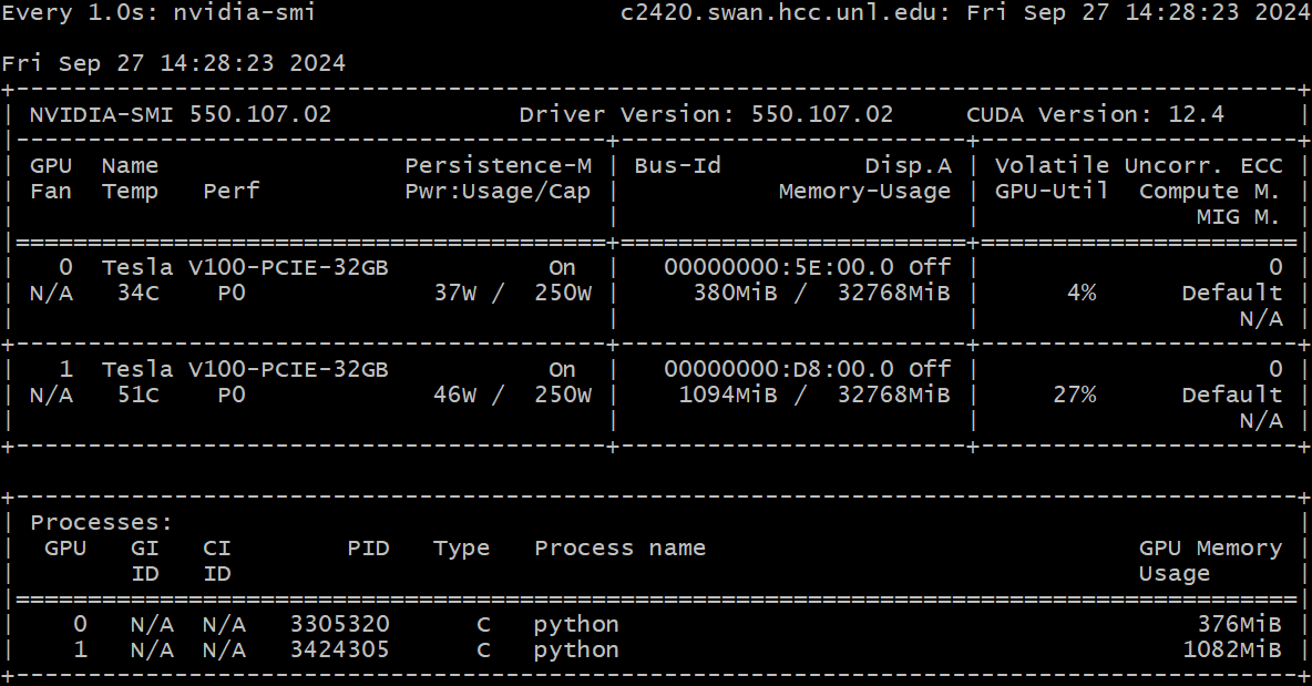terminal showing GPU performance in real time